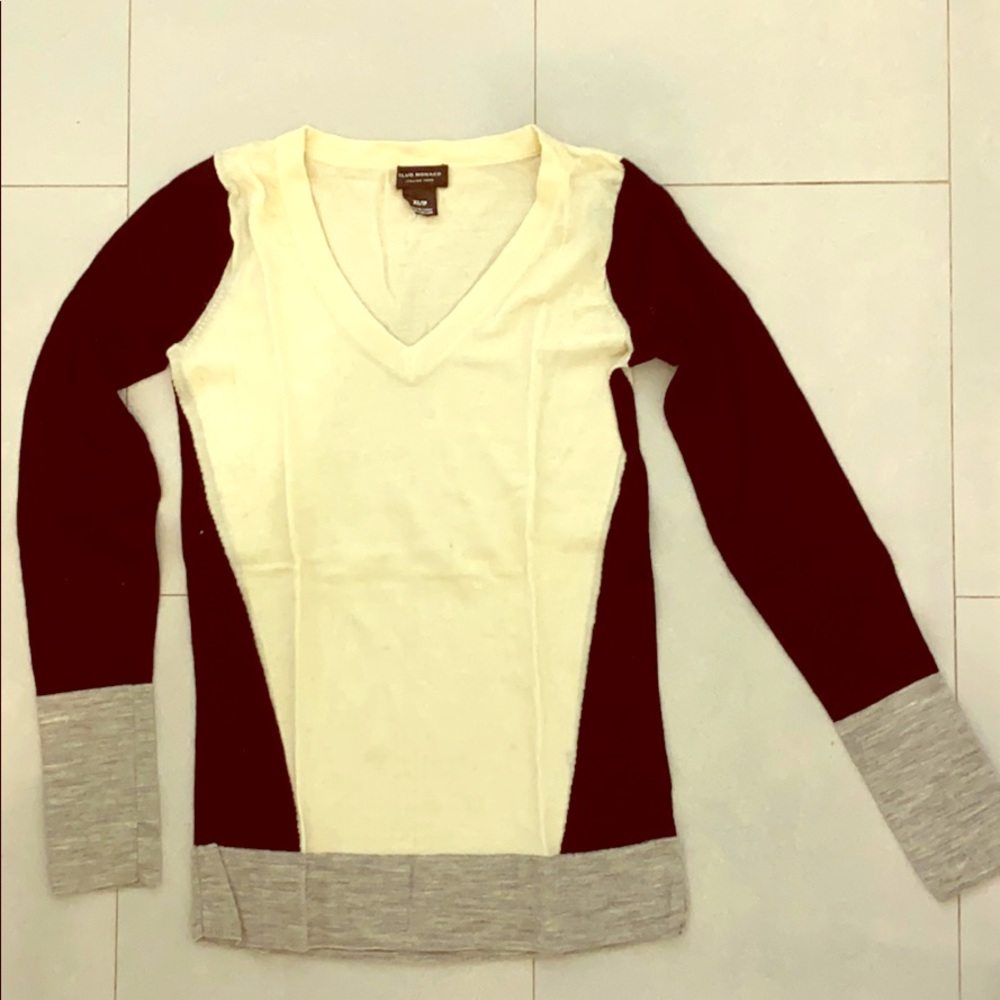 Black white and grey wool sweater by Club Monaco